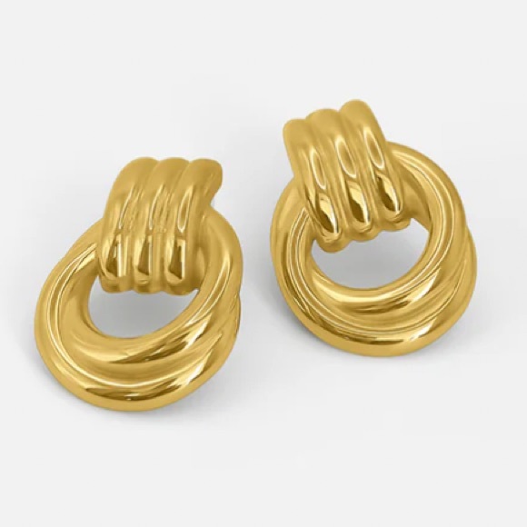 DOUBLE KNOT EARRINGS GOLD - Picture 5 of 7